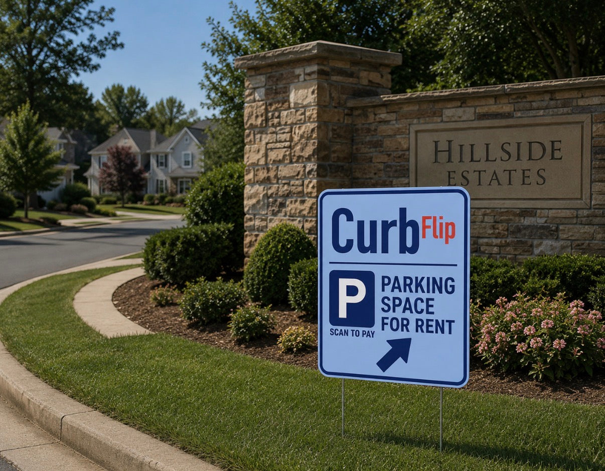 CurbFlip® “Scan To Pay”  Slight Left Right Directional Sign With Stand