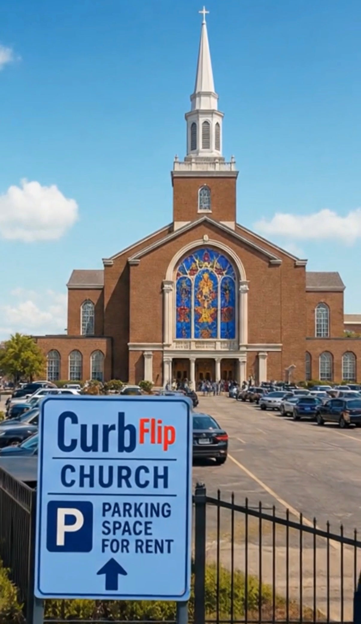CurbFlip® “Scan To Pay” CHURCH Parking Sign With Stand