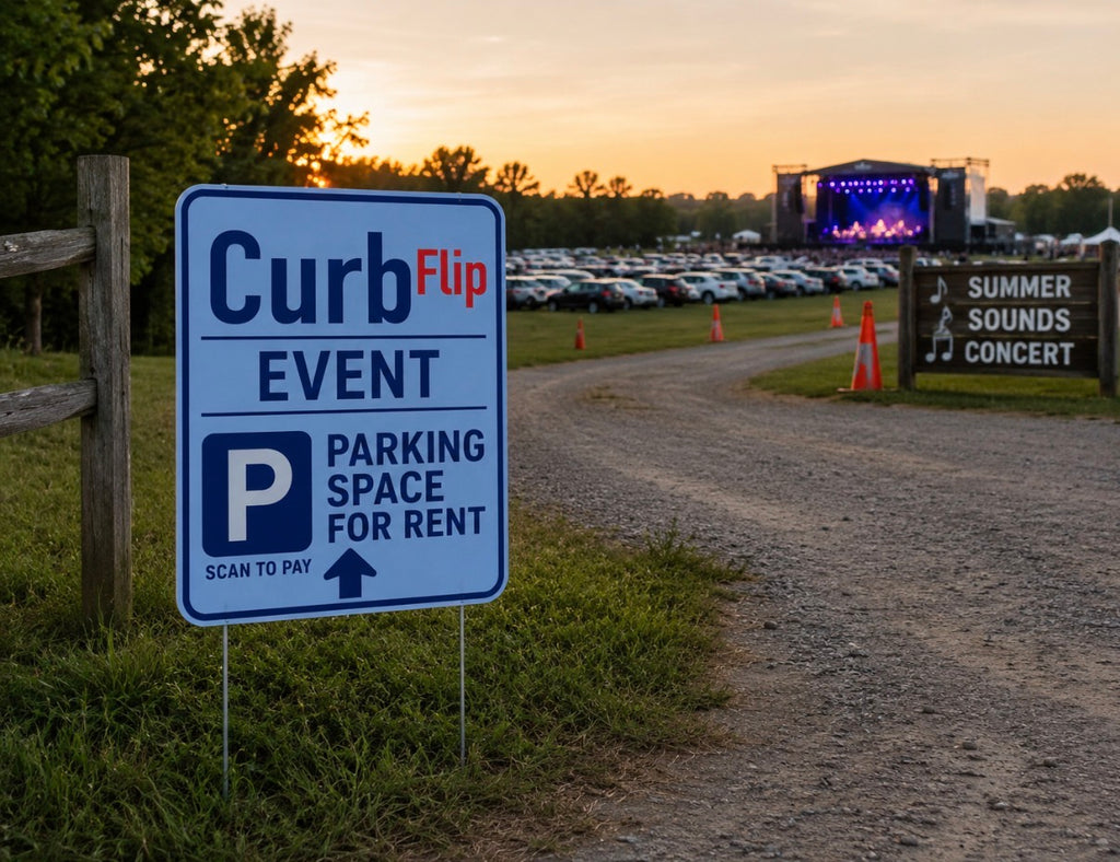 CurbFlip® “Scan To Pay” EVENT Parking Sign With Stand
