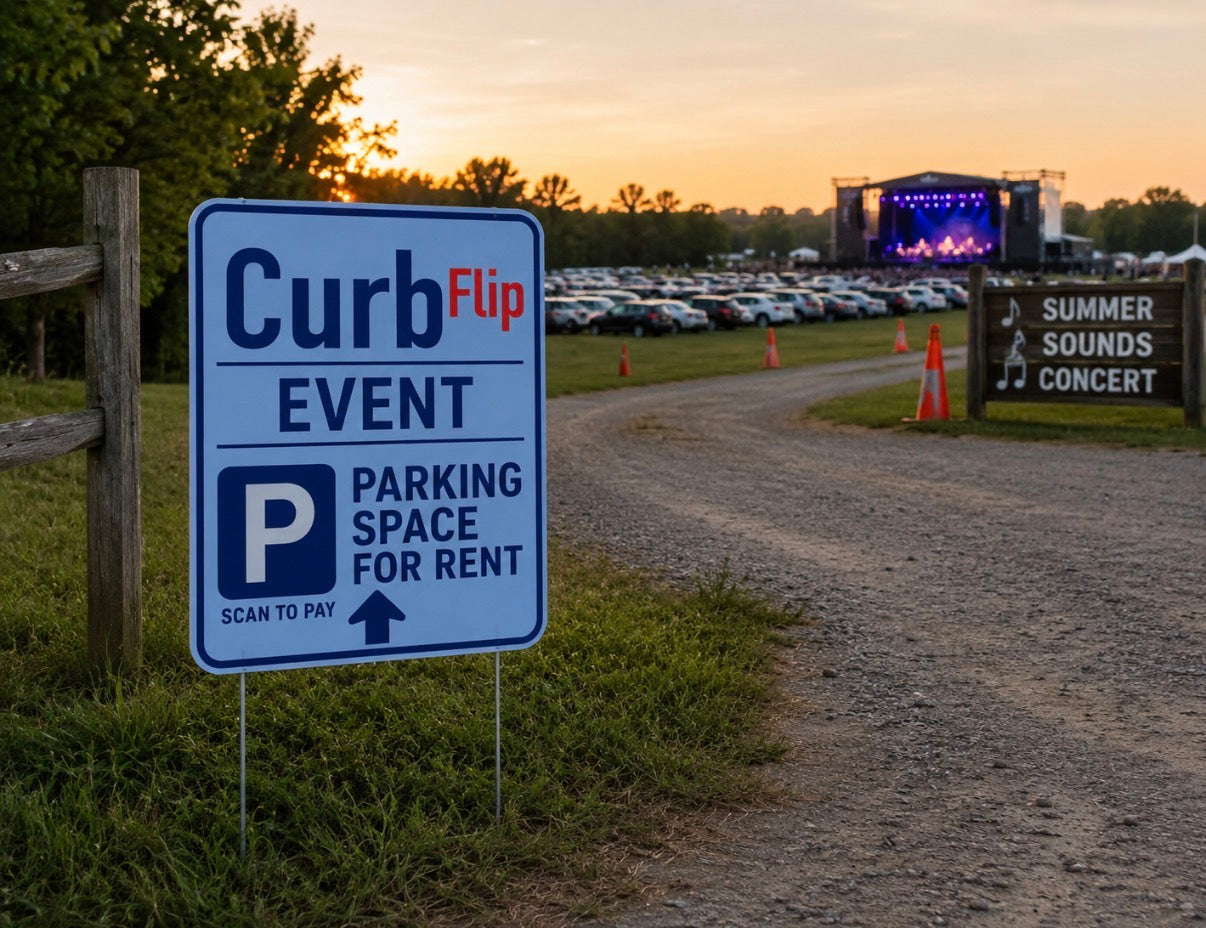 CurbFlip® “Scan To Pay” EVENT Parking Sign With Stand