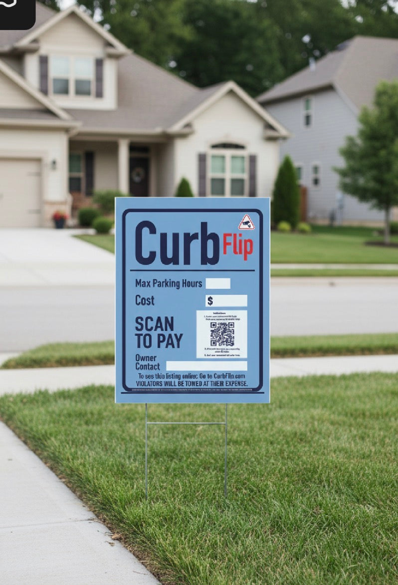 CurbFlip® “Scan To Pay” Parking Sign With Stand