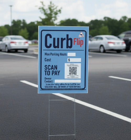 CurbFlip® “Scan To Pay” Parking Sign With Stand