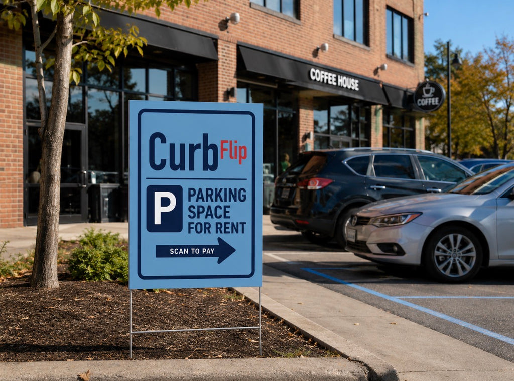 CurbFlip® “Scan To Pay”  Left Right Directional Sign With Stand